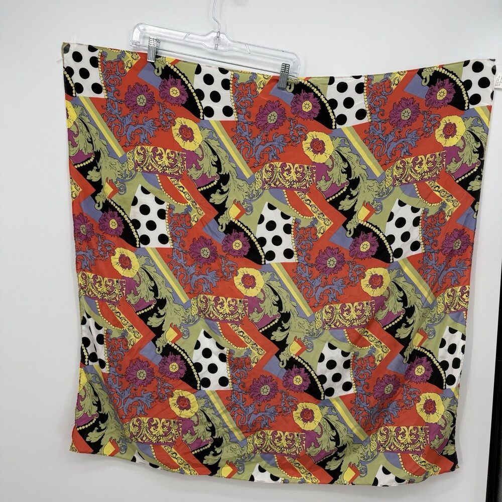 Vintage Colorful Patchwork Polyester Geometric Square Scarf Accessory